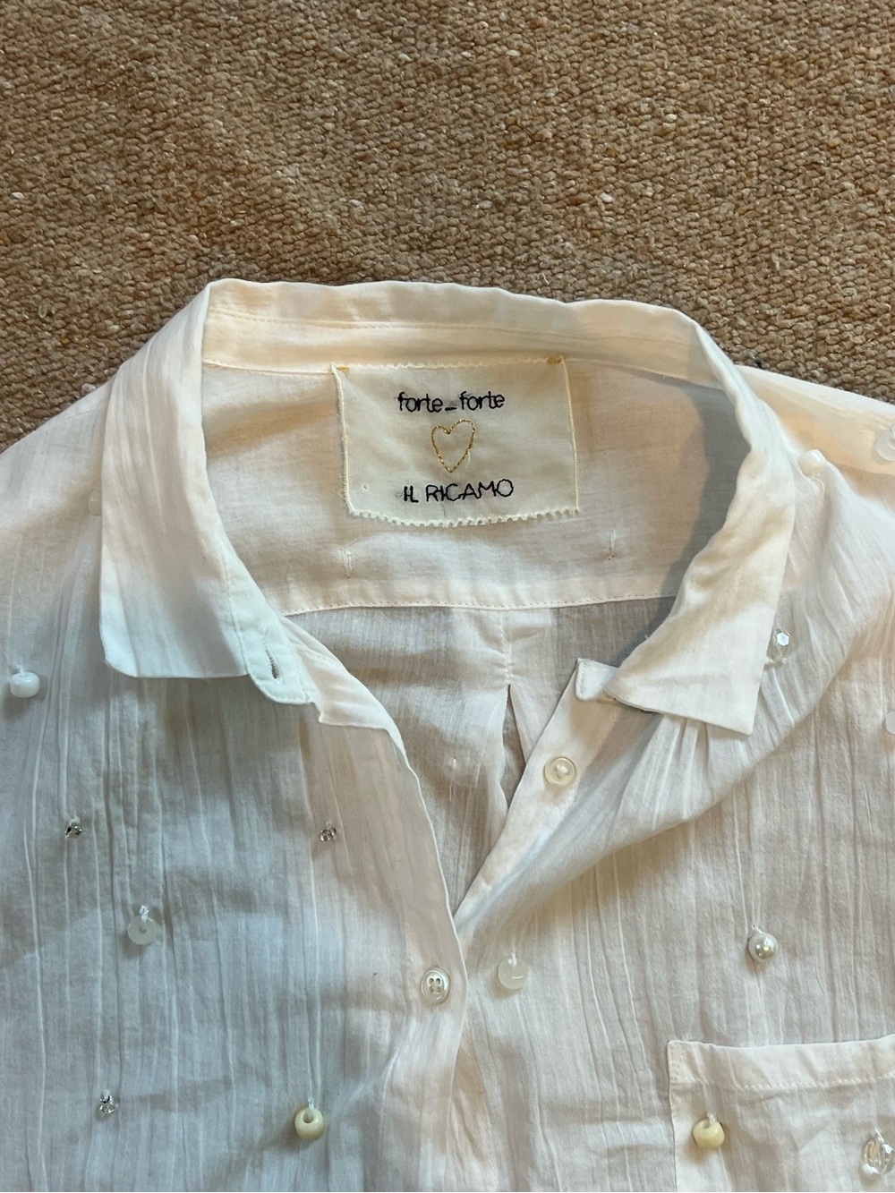 Forte Forte White Beaded Button Up Shirt - Picture 2 of 4